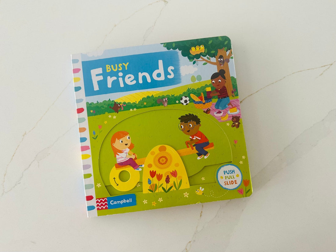 Busy Friends: Push Pull and Slide book - Wondertivity